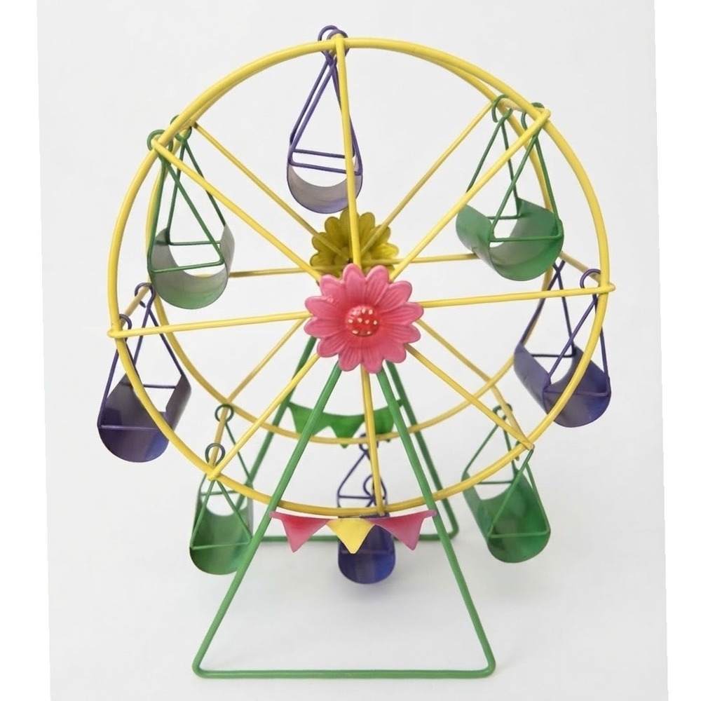 Colorful Metal Ferris Wheel Candy Tree Decor Rotating Carnival Sculpture 1990s